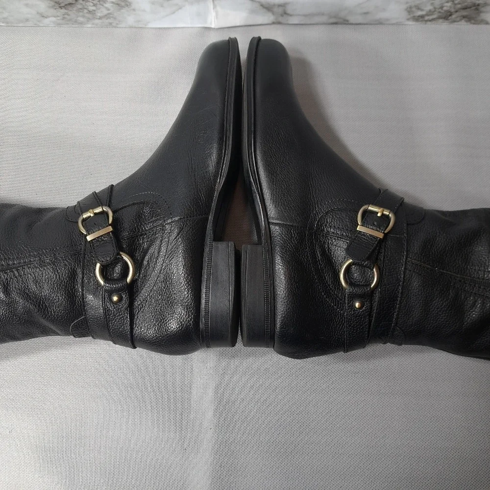 Naturalizer‎ Juletta Women's Leather Boots Black Size 9.5 M Pebbled